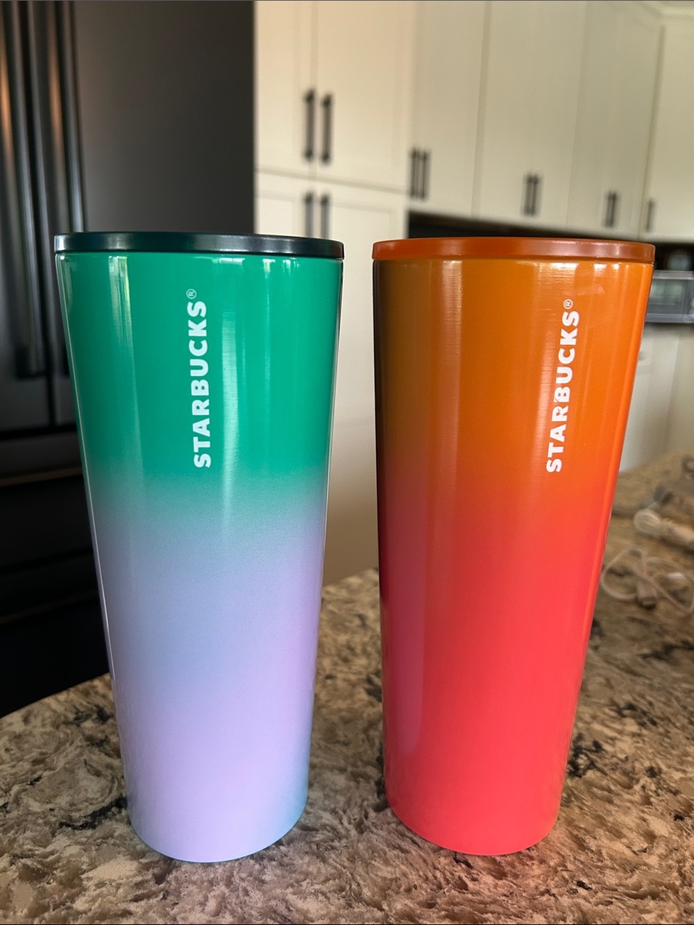 Starbucks Gradient Tumbler Pair - Green to Lavender & Orange to Red